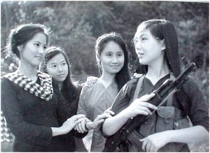 Kim Chi (L) in a photo from a war propaganda film for the communist forces.