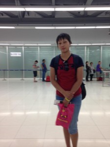 Ms. Mai Thanh at Noi Bai Airport on Thursday