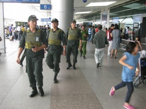 Security forces patrol in Tan Son Nhat Int'l Airport 