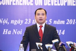 Spokesman Le Hai Binh at a regular press conference in Hanoi