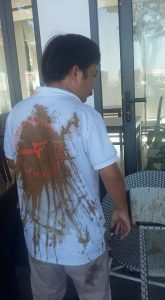 Injured Nguyen Van Thanh attacked with fish sauce mess on Juen 13, 2016