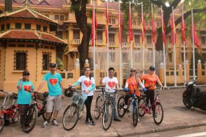 Mr. Nguyen Van Dien (third from right) and his friends on cycling campaign on July 31, 2016 before being kidnapped by Hanoi police