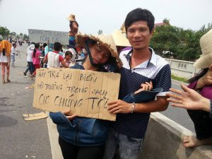 Mr. Mai Van Tam at a demonstration against Formosa