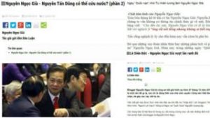 Một bài viết của blogger Nguyễn Ngọc Già (trái) và hai bài về ông trên mạng