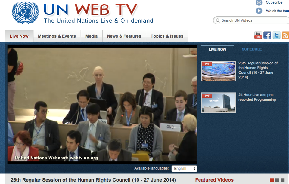 Hình ảnh chụp từ trang web truyền hình trực tuyến của Liên Hợp Quốc (UN Web TV)