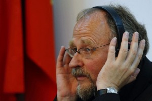 United Nations Special Rapporteur on Religious Freedom Heiner Bielefeldt listens to a question during a press conference in Hanoi on July 31, 2014  AFP