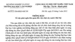 van ban thong bao cua dai hoc lam nghiep