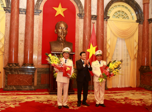 President Sang congratulates two police three-star generals