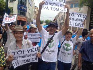 Peaceful demonstration on environmental issues in Hanoi on May 1, 2016