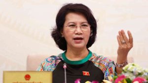 Re-elected top legislator Nguyen Thi Kim Ngan at a press conference in Hanoi on July 23, 2016 23/7/2016.