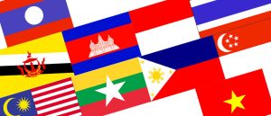 Flags of ten members of ASEAN